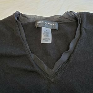 JONES NEW YORK Sleeveless Black Top V-Neck Sz M
